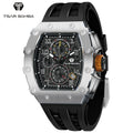 TSAR BOMBA Luxury Tonneau Quartz Watch for Men Japanese Movement, Stainless Steel Case,  Elegant Dress Wristwatch