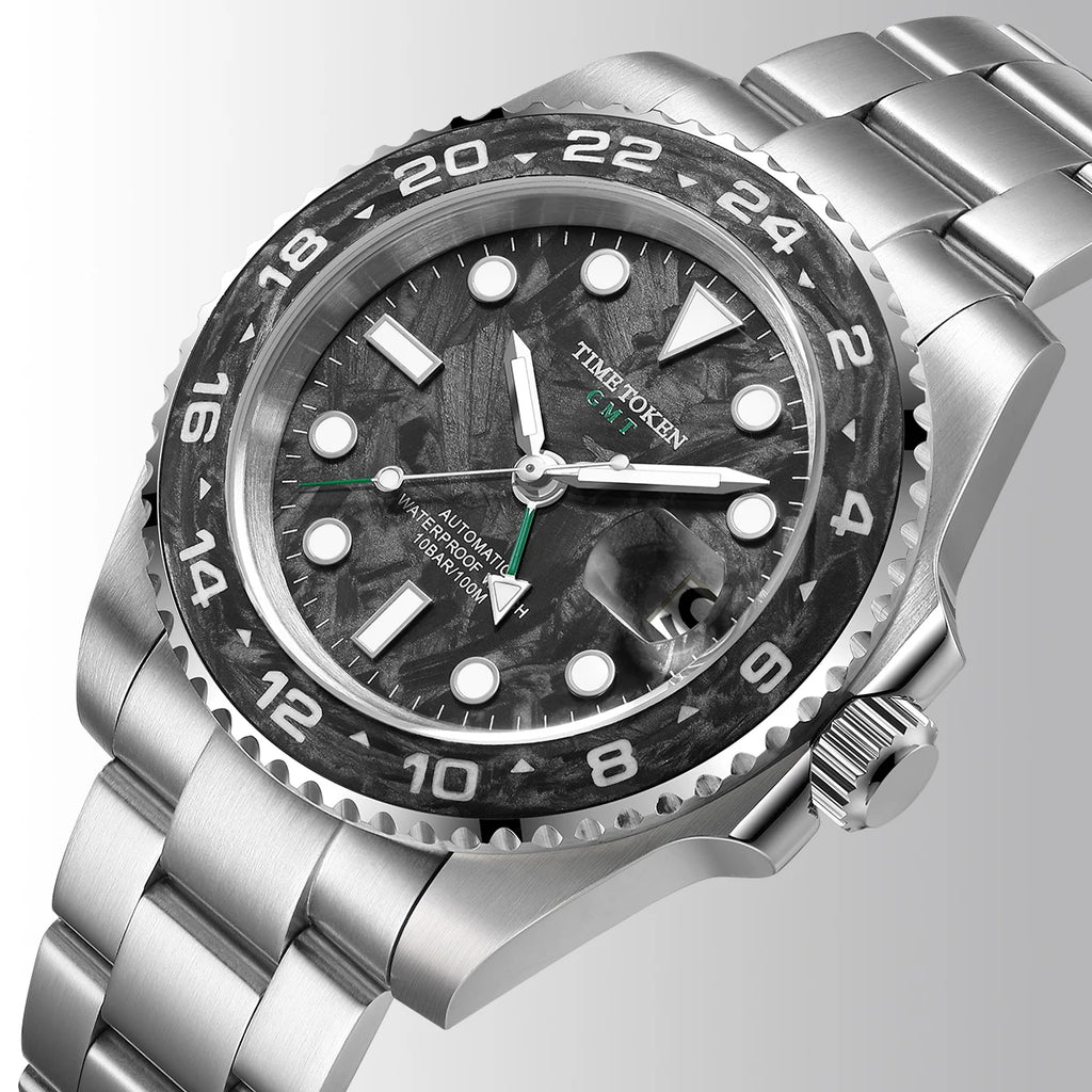 Carbon Fiber Watches Men 10Bar Waterproof Watch GMT Automatic Watches Luminous Calendar Diving Watch 41MM Watches for Man reloj
