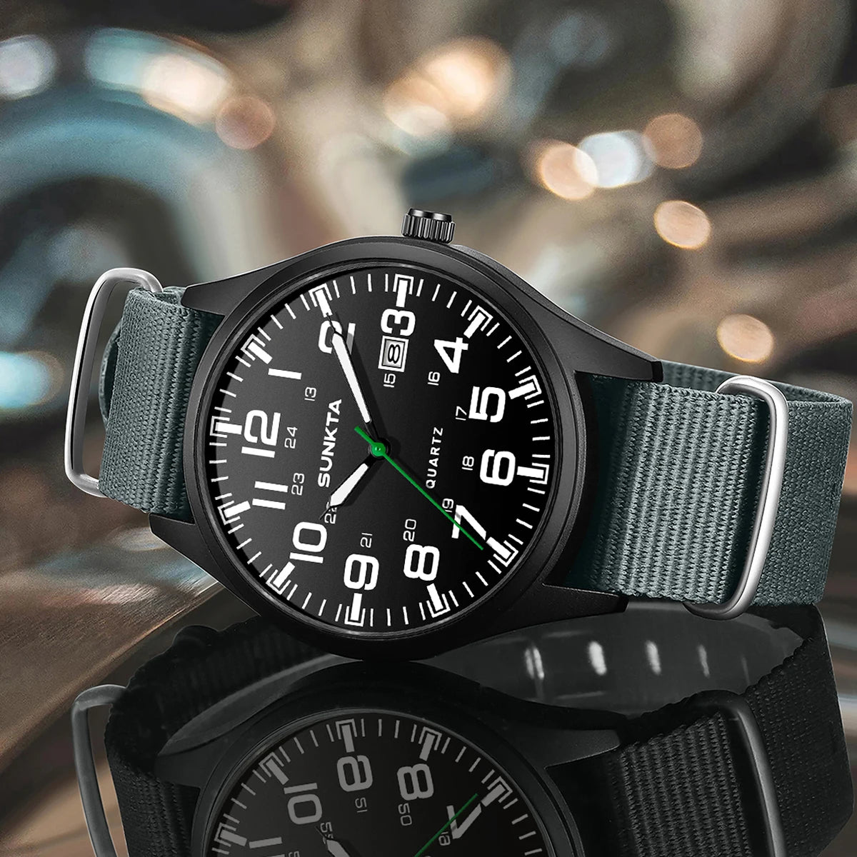 SUNKTA 2026 Fashion Mens Nylon Watches Black Luxury Men Army Military Quartz Watch Calendar Date Wristwatch Relogio Masculino