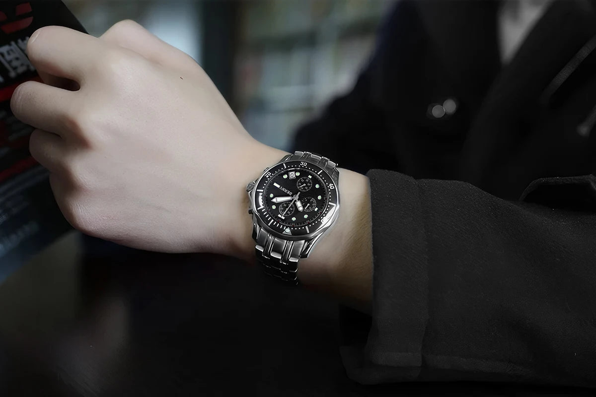 Top Quartz Watch for Men Luminous Luxury Brand Calendar Stainless Steel  OS10 Move Waterproof Fashion Men's Quartz Wristwatches
