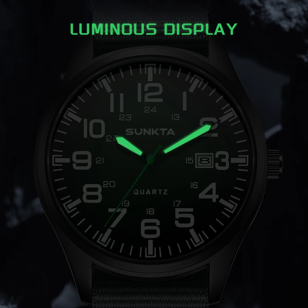 SUNKTA 2026 Fashion Mens Nylon Watches Black Luxury Men Army Military Quartz Watch Calendar Date Wristwatch Relogio Masculino