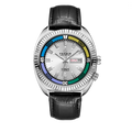 Men's Quartz Watch - Stainless Steel Case, Rainbow Color Case, Date and Day Display, Black Leather Strap, Luminous Watch, Waterproof Sports Watch, Street Fashion Hip-Hop Style Men's Watch, Ideal Gift for Boyfriend, Husband, Y