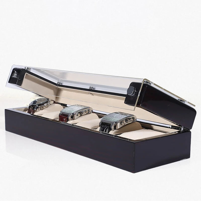 Wooden Watch Box Black Business Watches Storage Box Men's Wrist Watch Collection Boxes Simple Watches Organizer Display Case
