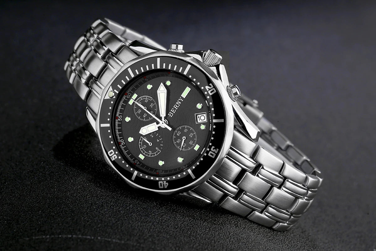 Top Quartz Watch for Men Luminous Luxury Brand Calendar Stainless Steel  OS10 Move Waterproof Fashion Men's Quartz Wristwatches