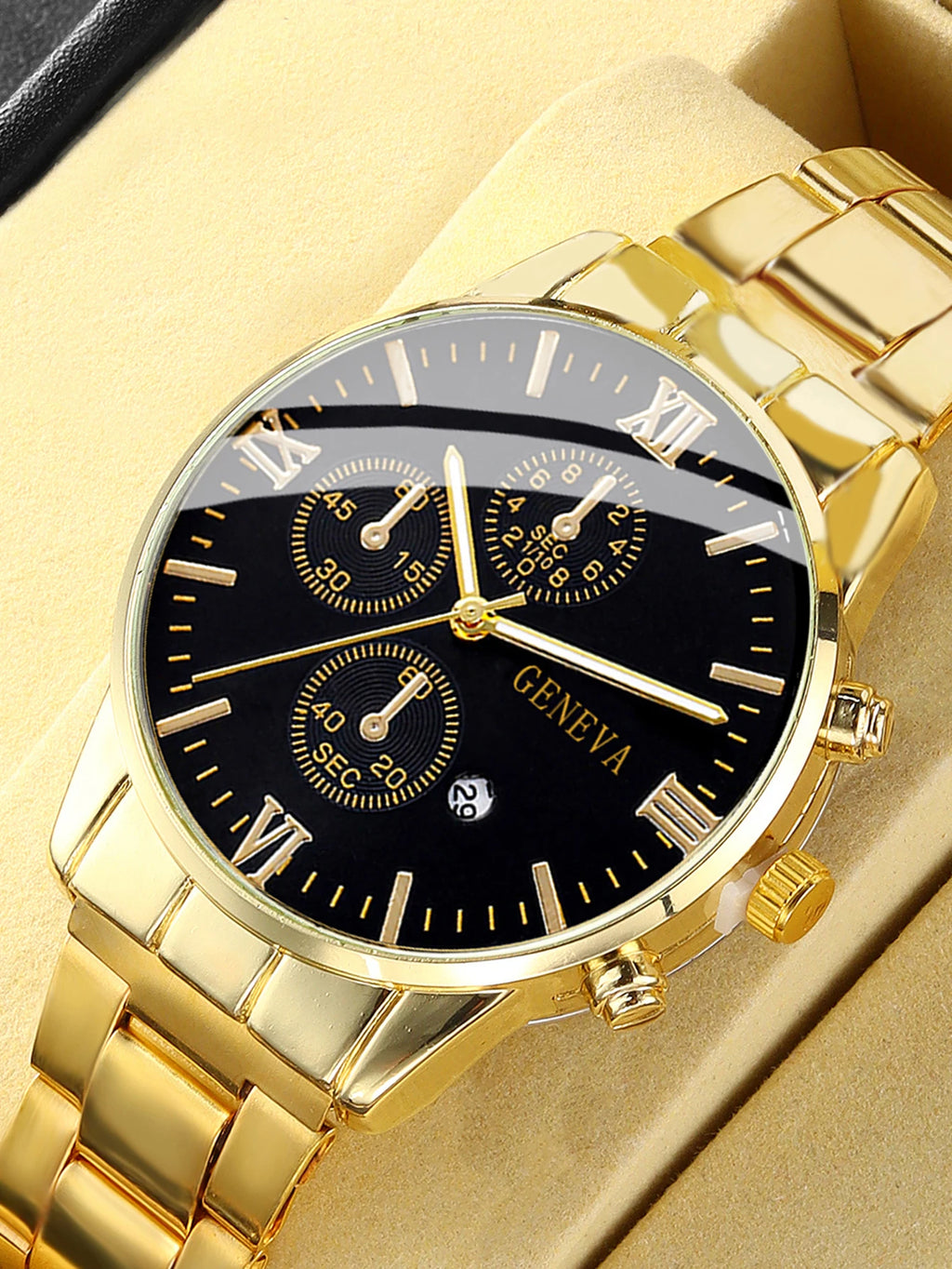 Men's Quartz Watch with Calendar Feature for Daily Wear Holiday Party Outfits Gift Wrapped Not Included