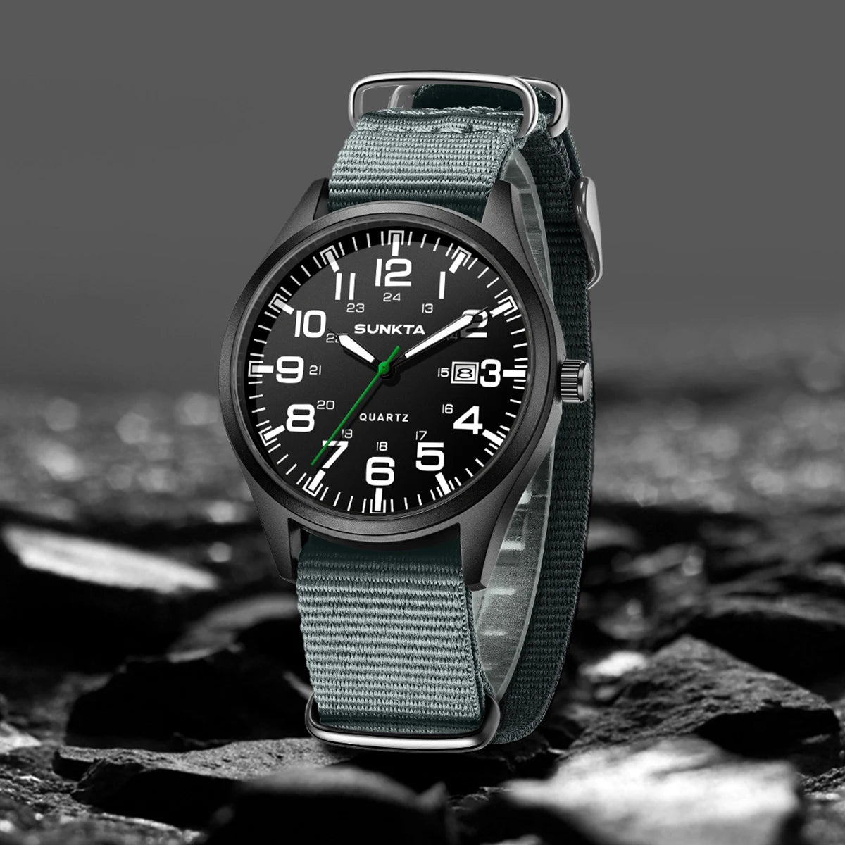 SUNKTA 2026 Fashion Mens Nylon Watches Black Luxury Men Army Military Quartz Watch Calendar Date Wristwatch Relogio Masculino
