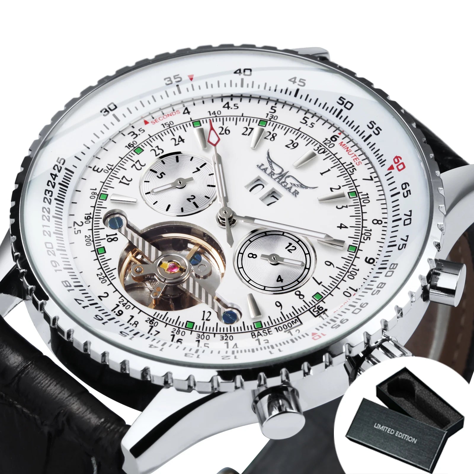 JARAGAR Tourbillon Automatic Watch for Men Multifunction Sub-Dials Military Sports Mechanical Watches Luxury Leather Strap New