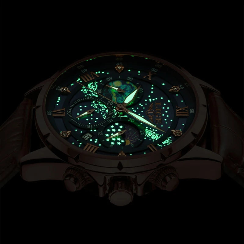 LIGE Quartz Watch For Men Top Brand Luxury Fashion Leather Watch Men Casual Sport Waterproof Chronograph Relogios Masculino+BOX