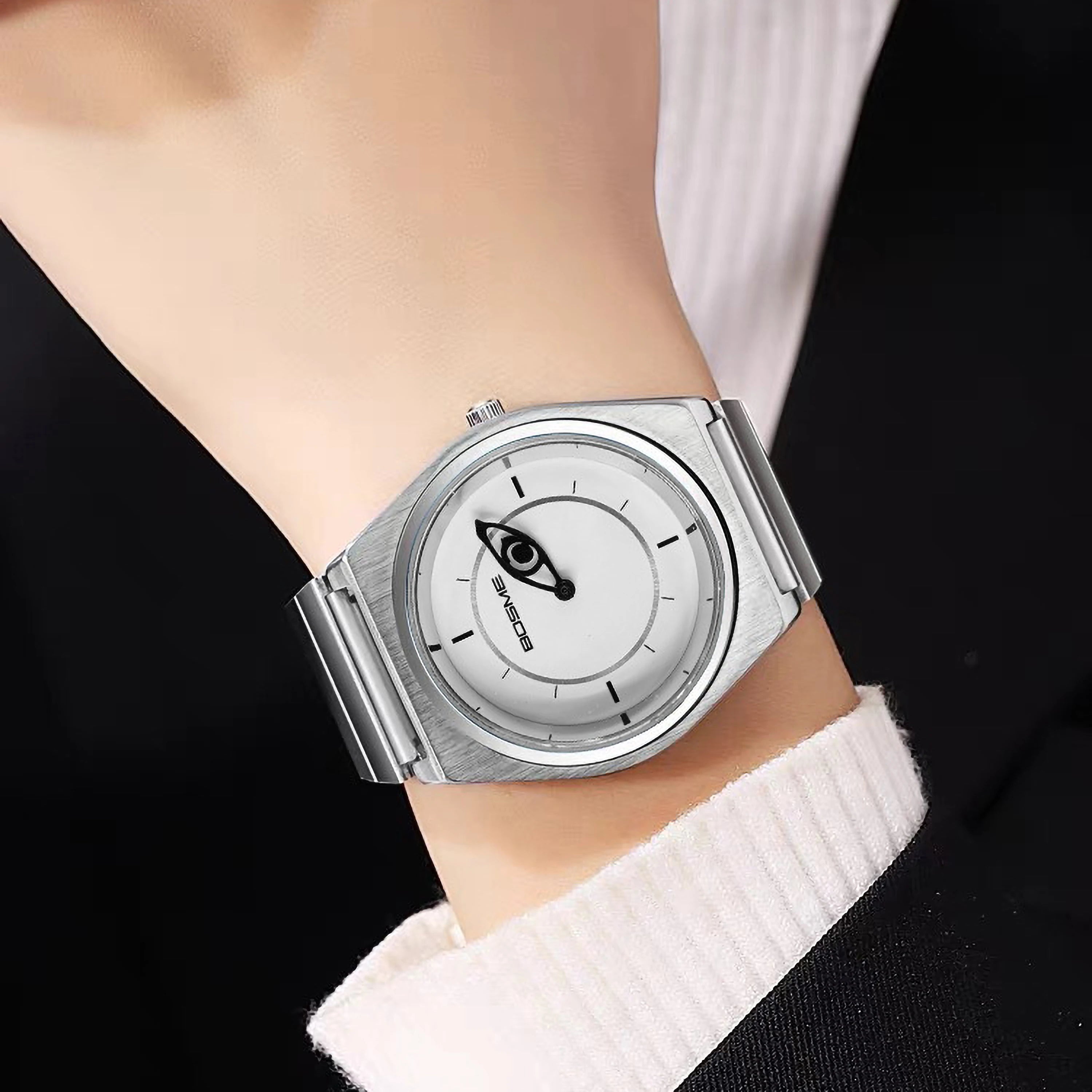 Men Quartz Watch Vintage Stained Glass Dial Minimalist Stainless Steel Band Wristwatch Fashion Casual Waterproof Watch for Men